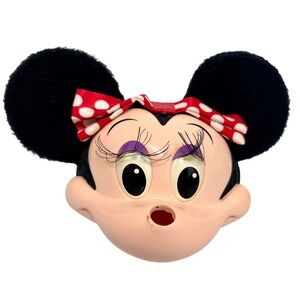 Vintage Disney Minnie Mouse Ears 3D Face Snapback Hat Mesh Cap Made in USA - BO